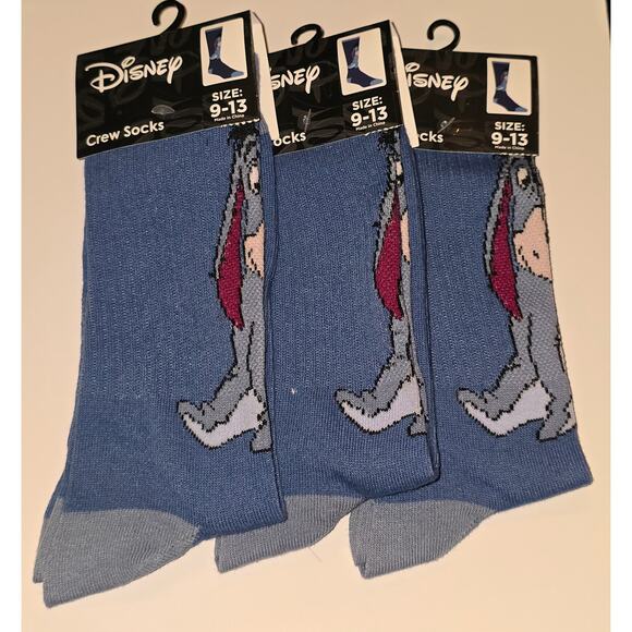 Disney Accessories - Three pairs Eeyore crew socks Adult Size 9-13
